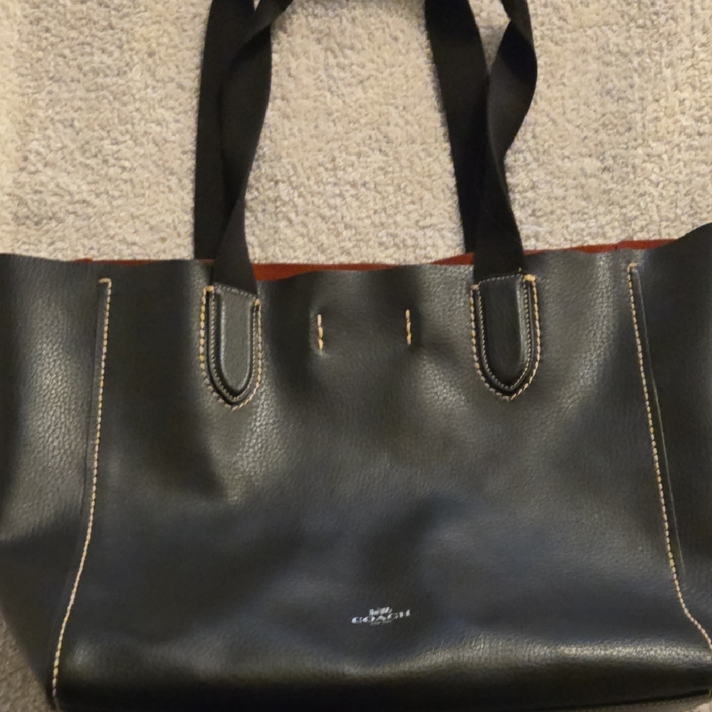 Coach Black Leather Structured Tote